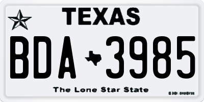 TX license plate BDA3985