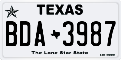 TX license plate BDA3987