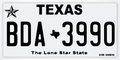 TX license plate BDA3990