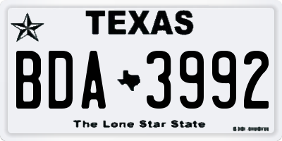 TX license plate BDA3992