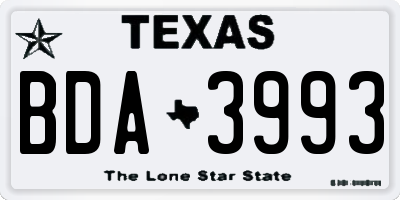 TX license plate BDA3993