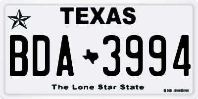 TX license plate BDA3994