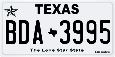 TX license plate BDA3995