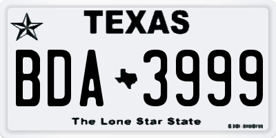 TX license plate BDA3999