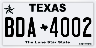 TX license plate BDA4002