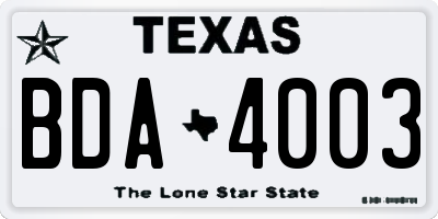 TX license plate BDA4003
