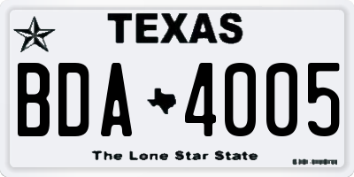 TX license plate BDA4005