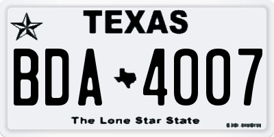 TX license plate BDA4007