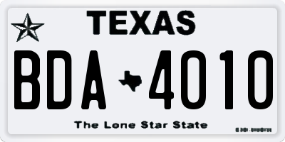 TX license plate BDA4010