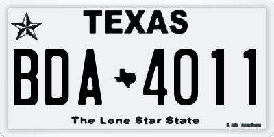 TX license plate BDA4011