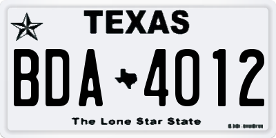 TX license plate BDA4012