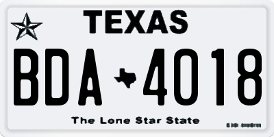 TX license plate BDA4018