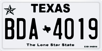 TX license plate BDA4019