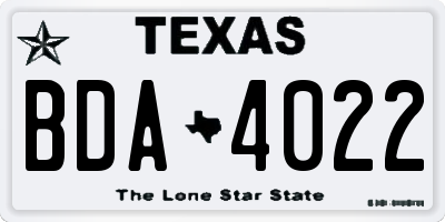 TX license plate BDA4022