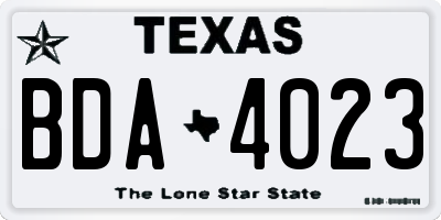 TX license plate BDA4023