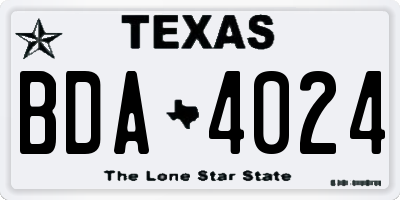 TX license plate BDA4024