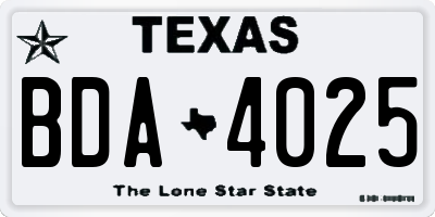 TX license plate BDA4025