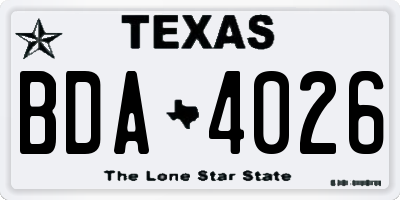 TX license plate BDA4026