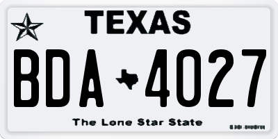 TX license plate BDA4027