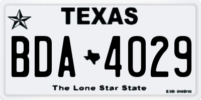 TX license plate BDA4029