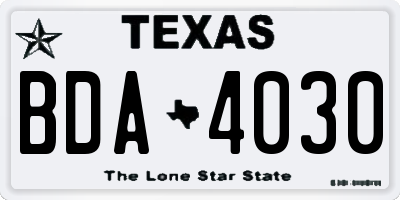 TX license plate BDA4030
