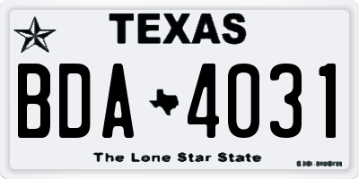 TX license plate BDA4031