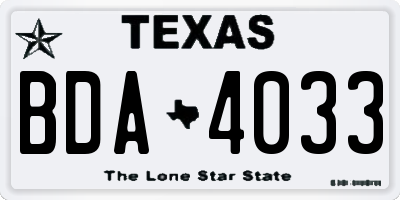 TX license plate BDA4033