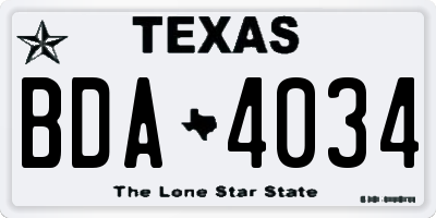 TX license plate BDA4034