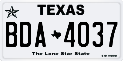 TX license plate BDA4037