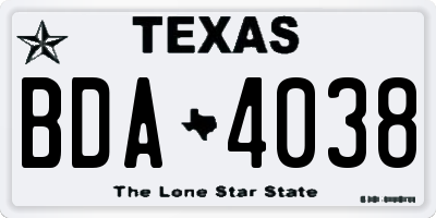 TX license plate BDA4038