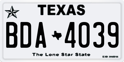 TX license plate BDA4039