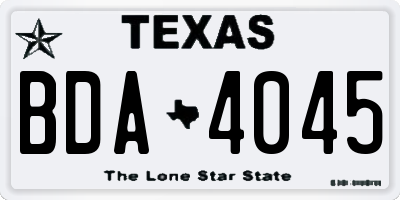 TX license plate BDA4045