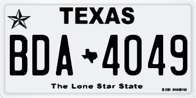 TX license plate BDA4049