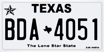 TX license plate BDA4051