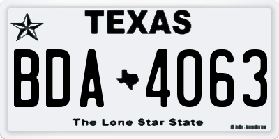 TX license plate BDA4063