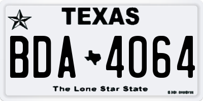 TX license plate BDA4064
