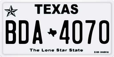 TX license plate BDA4070
