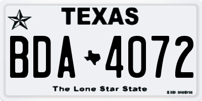 TX license plate BDA4072