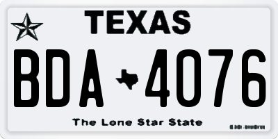 TX license plate BDA4076