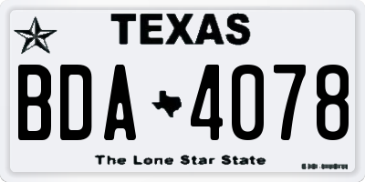 TX license plate BDA4078