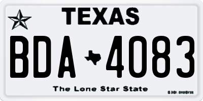 TX license plate BDA4083