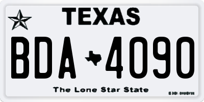 TX license plate BDA4090