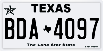 TX license plate BDA4097