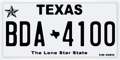 TX license plate BDA4100