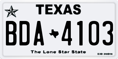 TX license plate BDA4103