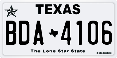 TX license plate BDA4106
