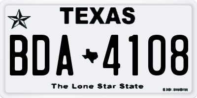 TX license plate BDA4108