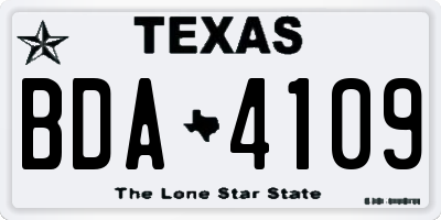 TX license plate BDA4109