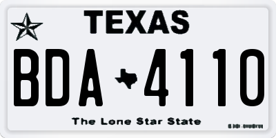 TX license plate BDA4110