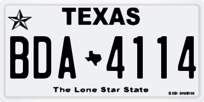TX license plate BDA4114